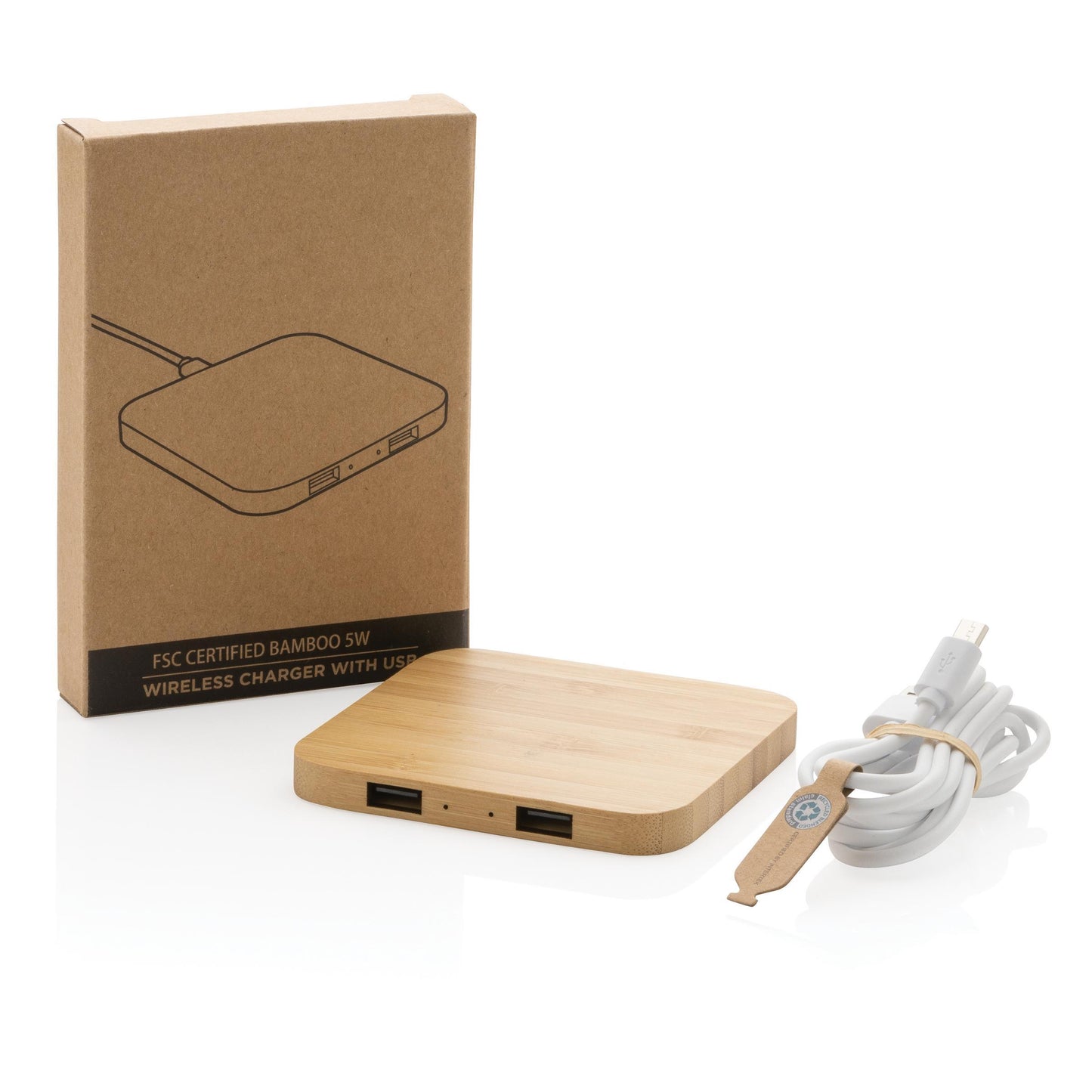 Bamboo 5W wierless charger with USB