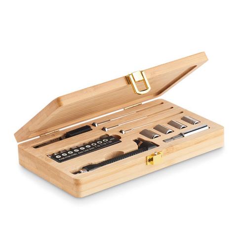 21-piece tool set in bamboo box